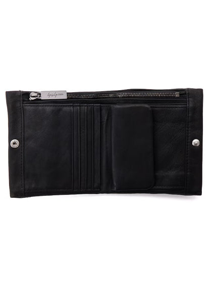 【Yohji Yamamoto POUR HOMME - ヨウジヤマモト プールオム】SOFT HORSE LEATHER BI-FOLD WALLET / BLACK(ウォレット/ブラック）