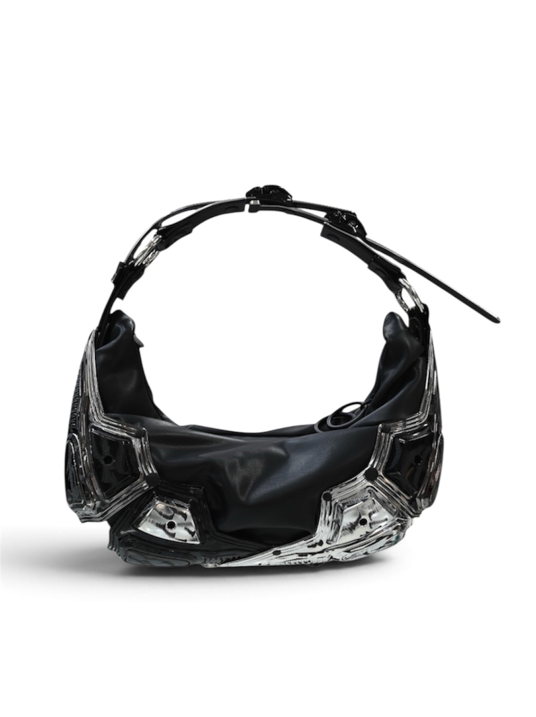 【INNERRAUM - インナーラム】Module M02 SMALL HALF MOON BAG / PATCHWORK BLACK（バッグ / パッチワークブラック）