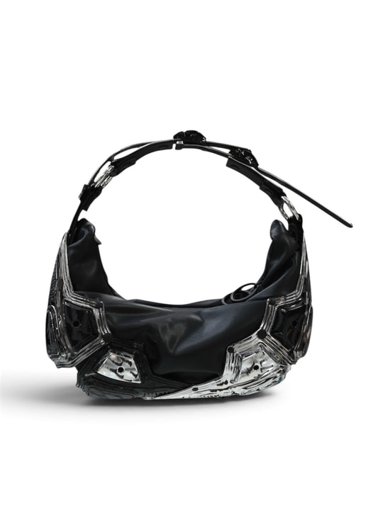 【INNERRAUM - インナーラム】Module M02 SMALL HALF MOON BAG / PATCHWORK BLACK（バッグ / パッチワークブラック）