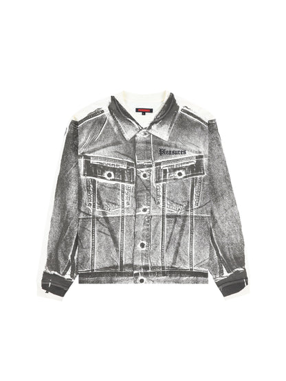 【PLEASURES - プレジャーズ】TRUCKER HEAVYWEIGHT LONG SLEEVE SHIRT / BONE (L.S/ボーン)