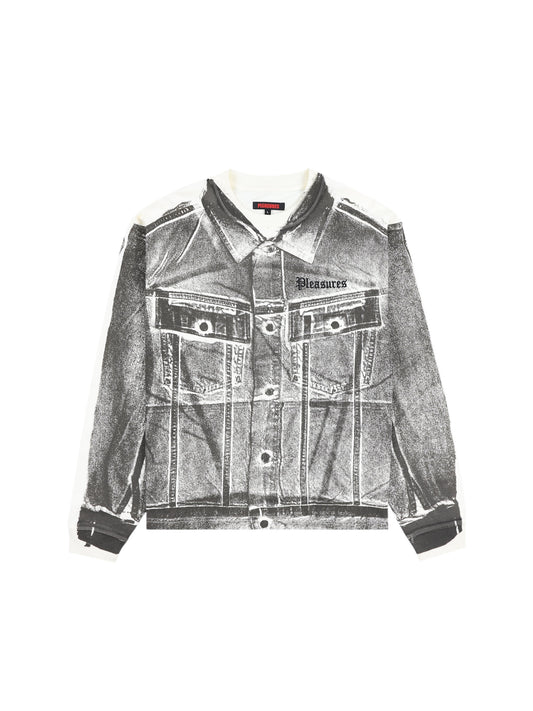 【PLEASURES - プレジャーズ】TRUCKER HEAVYWEIGHT LONG SLEEVE SHIRT / BONE (L.S/ボーン)