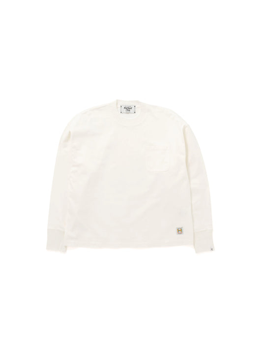 【Perfect ribs®︎ × HAROSHI】"SKULL SKULL SKULL" Basic Long Sleeve Pocket T shirts /WHITE(Tシャツ/ホワイト)