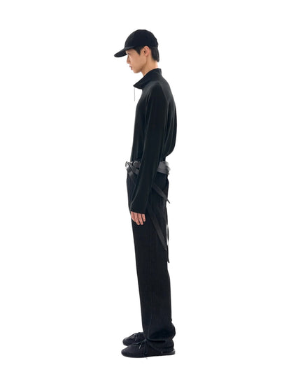 【POST ARCHIVE FACTION - ポストアーカイブファクション】CUT OUT HALF ZIP FLEECE / BLK (フリース/ブラック)