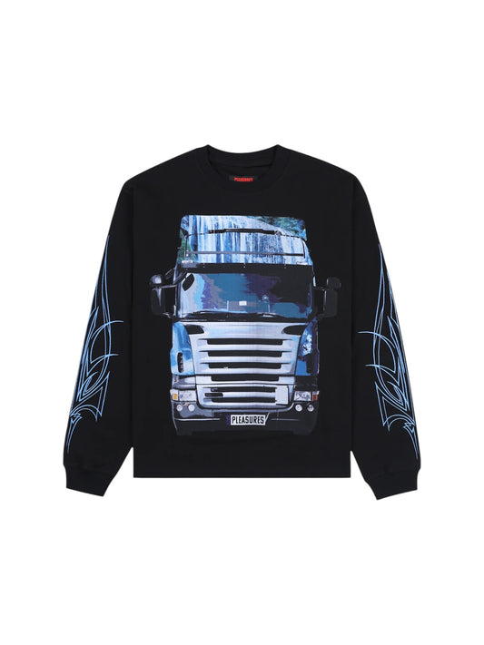 【PLEASURES - プレジャーズ】SEMI HEAVYWEIGHT LONG SLEEVE SHIRT / BLACK (L.S/ブラック)