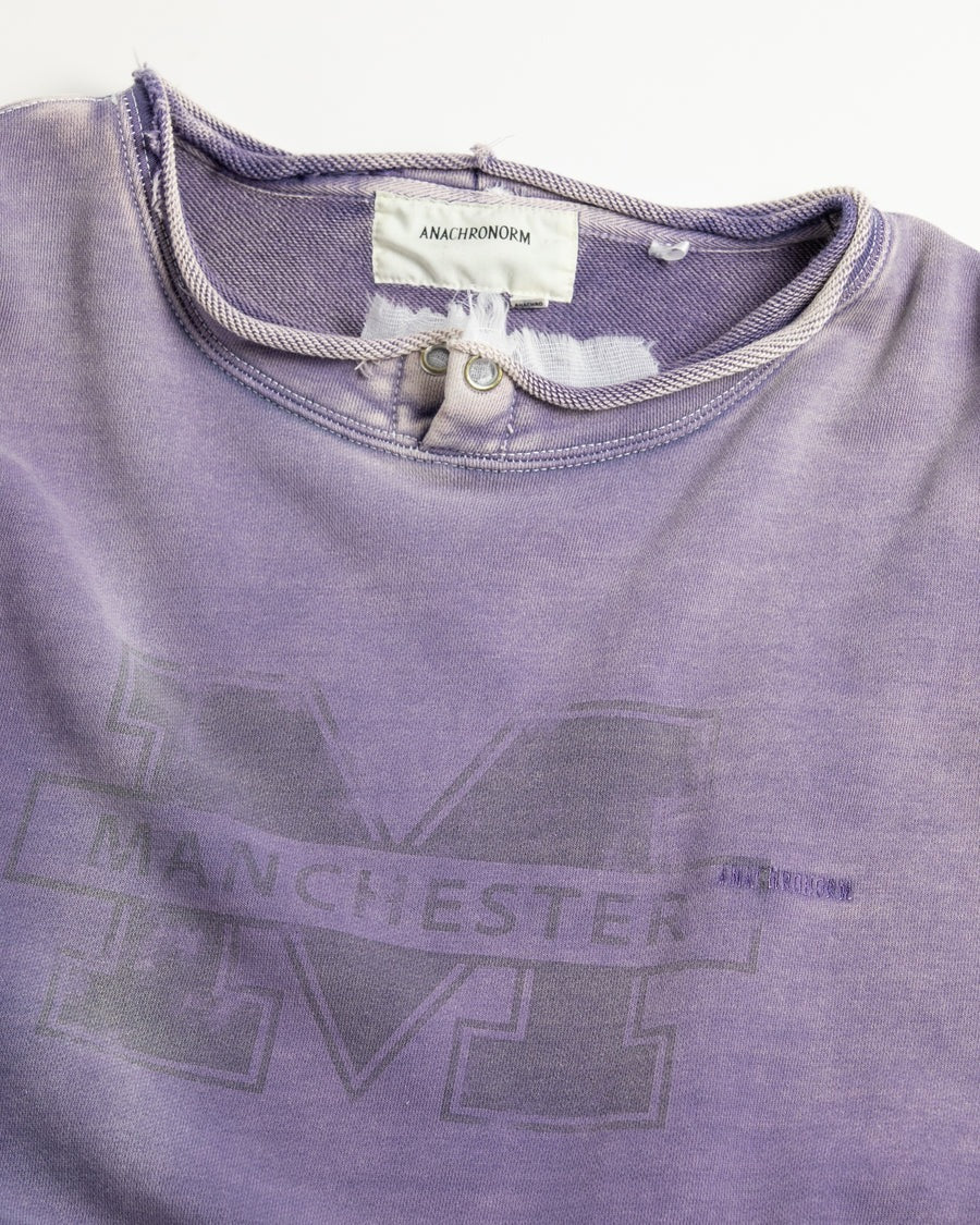 【ANACHRONORM - アナクロノーム】AN389 MANCHESTER PRINTED CUT-OFF SWEAT PARKA / NAVY (スウェット/ネイビー)