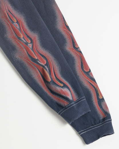 【ANACHRONORM - アナクロノーム】FLAME SLEEVE GRAPHIC L/S T-S / DUSTY NAVY (Tシャツ/ダスティーネイビー)