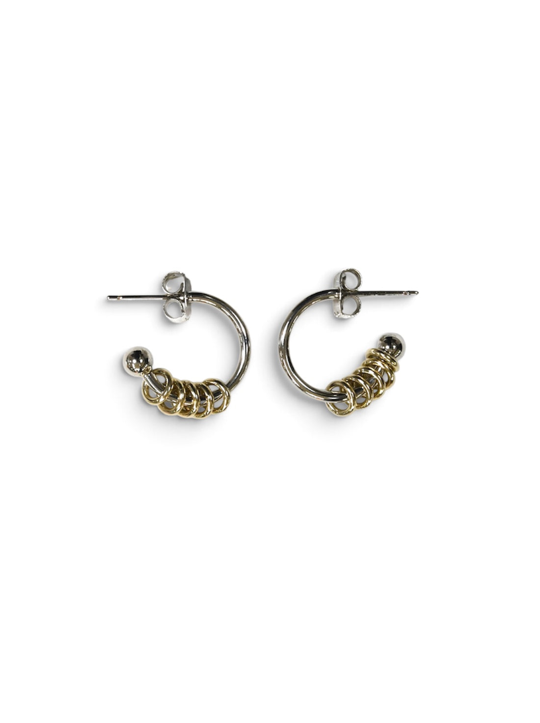 【JUSTINE CLENQUET- ジュスティーヌクランケ】GLOLIA HOOPS(ピアス/シルバー&ゴールド)