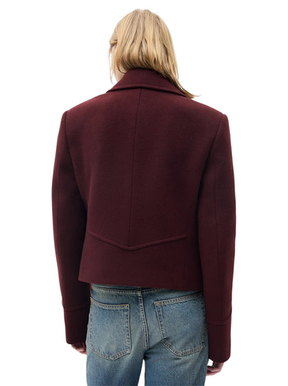 【ANN DEMEULEMEESTER - アン ドゥムルメステール】Dalmar Double-Breasted Short Caban / WINE RED(ジャケット/ワインレッド）