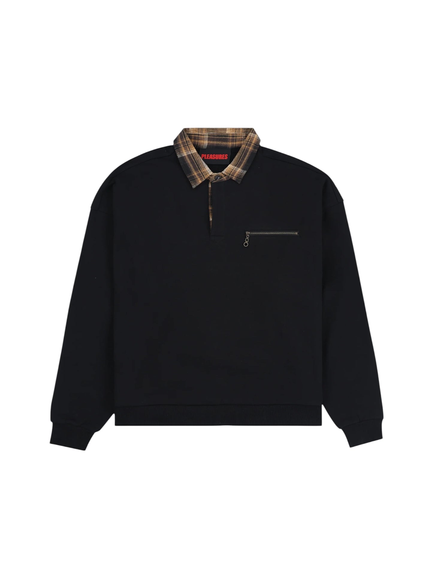 【PLEASURES - プレジャーズ】TOWN POLO SWEATSHIRT / BLACK (スウェットシャツ/ブラック)