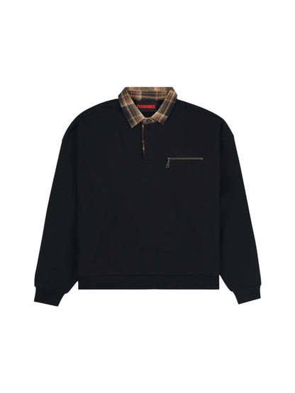 【PLEASURES - プレジャーズ】TOWN POLO SWEATSHIRT / BLACK (スウェットシャツ/ブラック)