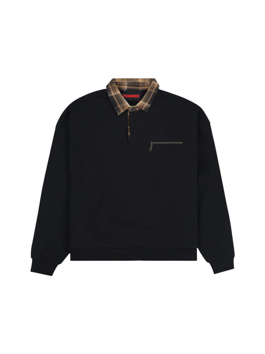 【PLEASURES - プレジャーズ】TOWN POLO SWEATSHIRT / BLACK (スウェットシャツ/ブラック)
