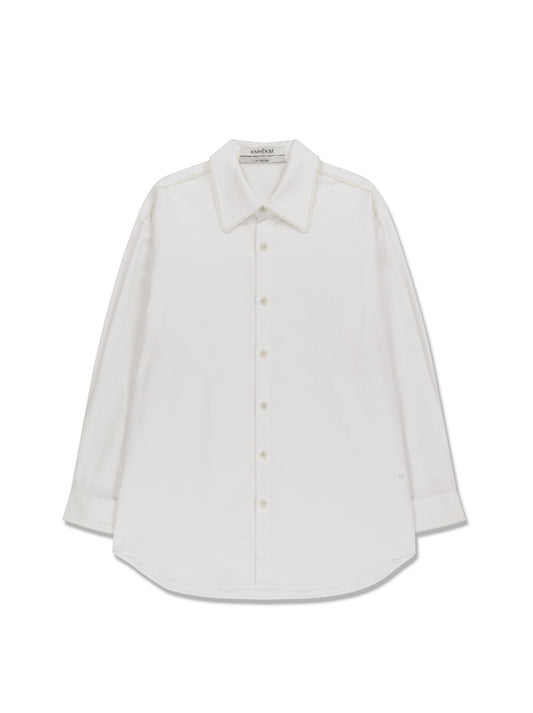 【KIMHEKIM - キムヘキム】PEARL TRIMMED SHIRT (シャツ/ホワイト)