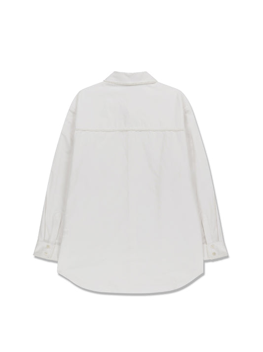 【KIMHEKIM - キムヘキム】PEARL TRIMMED SHIRT (シャツ/ホワイト)