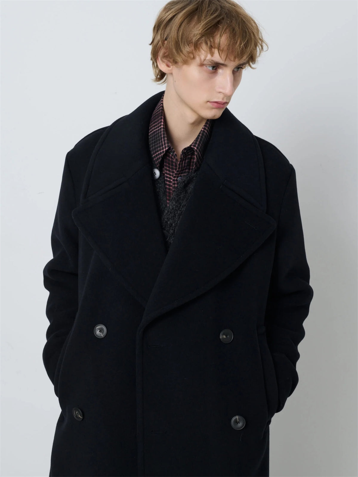 【SUN FLOWER - サンフラワー】DB Overcoat / Black (コート/ブラック)
