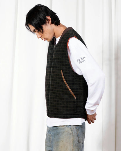 【PLEASURES - プレジャーズ】HORNS DENIM VEST / BROWN (ベスト/ブラウン)
