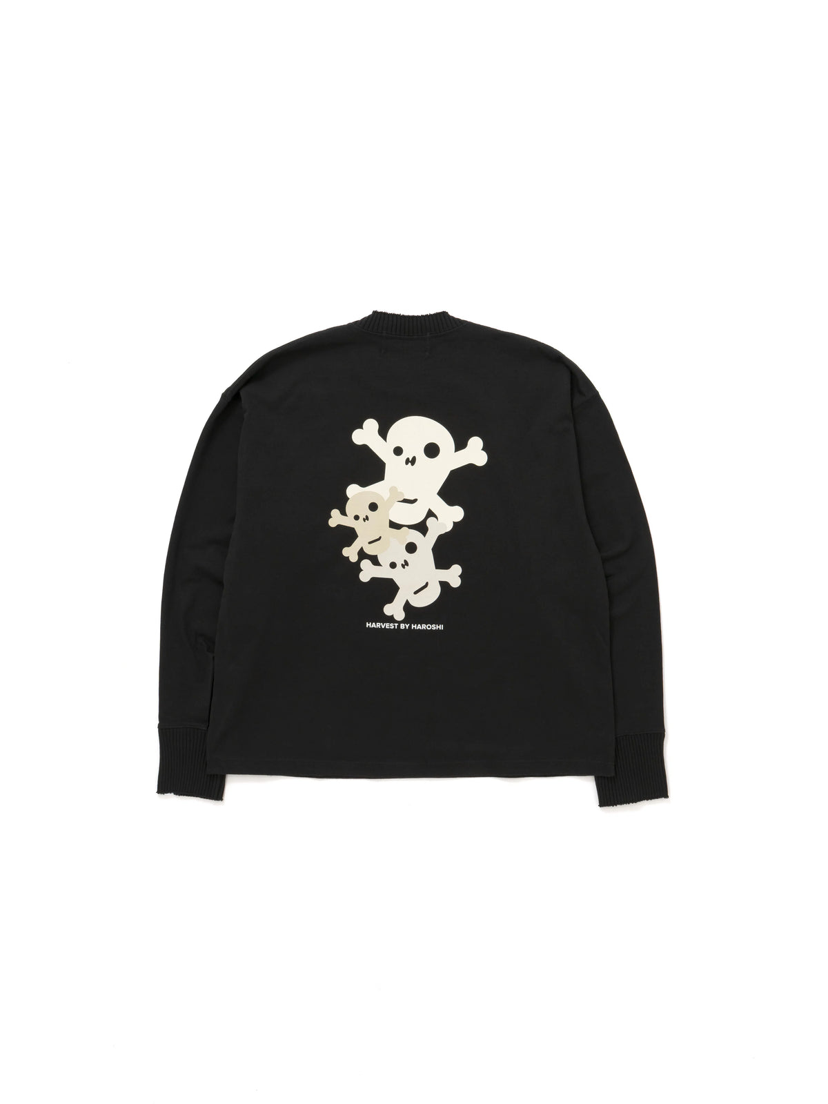 【Perfect ribs®︎ × HAROSHI】"SKULL SKULL SKULL" Basic Long Sleeve Pocket T shirts / BLACK(Tシャツ/ブラック)