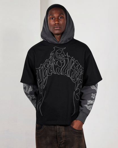 【PLEASURES - プレジャーズ】DRAGON LAYERED HOODIE / FADED BLACK (フーディ/フェードブラック)