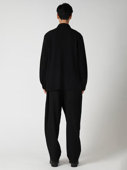 【Yohji Yamamoto POUR HOMME - ヨウジヤマモト プールオム】WOOL COMBED YARN SINGLE JERSEY RE SHIRT JACKET（ジャケット/ ブラック)