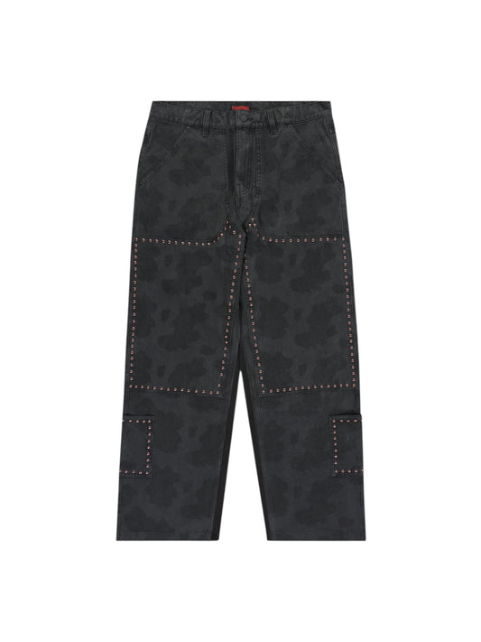 【PLEASURES - プレジャーズ】COWHIDE DOUBLE KNEE / BLACK (パンツ/ブラック)