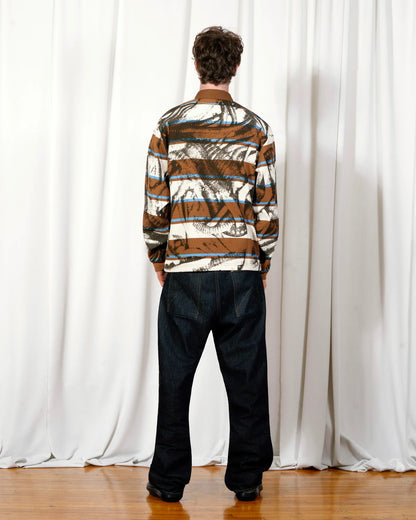 【PLEASURES - プレジャーズ】WORMS RUGBY LONG SLEEVE POLO / BROWN (L.S/ブラウン)