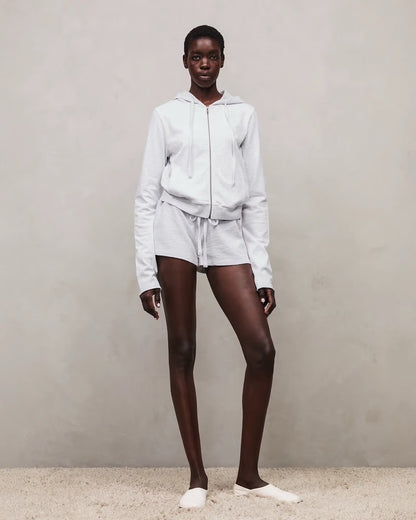 【entire studios - エンタイアスタジオ】LIGHTWEIGHT CROPPED ZIP-UP / HEATHER GREY (パーカー/ヘザーグレー)