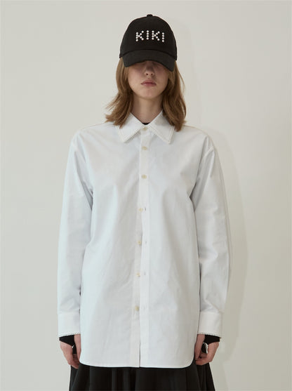 【KIMHEKIM - キムヘキム】PEARL TRIMMED SHIRT (シャツ/ホワイト)