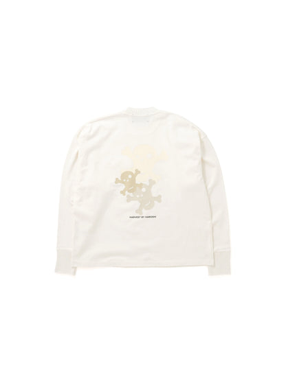 【Perfect ribs®︎ × HAROSHI】"SKULL SKULL SKULL" Basic Long Sleeve Pocket T shirts /WHITE(Tシャツ/ホワイト)
