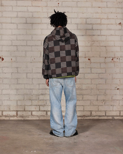 【PLEASURES - プレジャーズ】MADRAS PONCHO HOODIE / BROWN (フーディ/ブラウン)