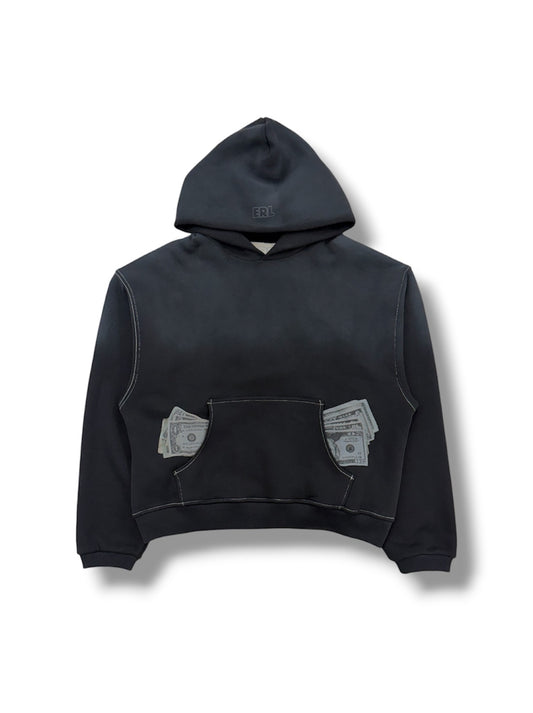 【ERL - イーアールエル】UNISEX MONEY HOODIE / BLACK (フーディー/ブラック)