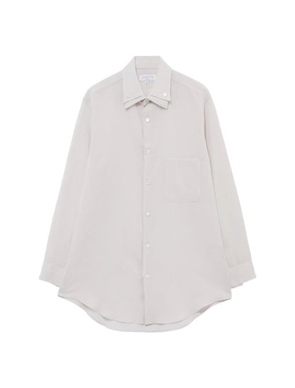 【Yohji Yamamoto POUR HOMME - ヨウジヤマモト プールオム】COTTON LINEN CLOTH DOUBLE COLLAR SHIRT（シャツ/ アイボリー)