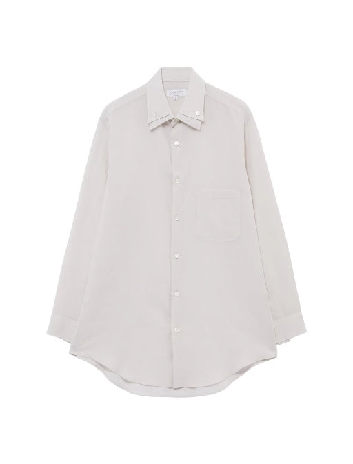 【Yohji Yamamoto POUR HOMME - ヨウジヤマモト プールオム】COTTON LINEN CLOTH DOUBLE COLLAR SHIRT（シャツ/ アイボリー)