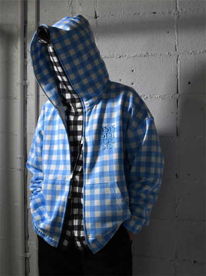 【TSTS -ティーエスティーエス】GINGHAM PRINT ZIPUP HOODIE / BLACK (フーディー/ブラック)