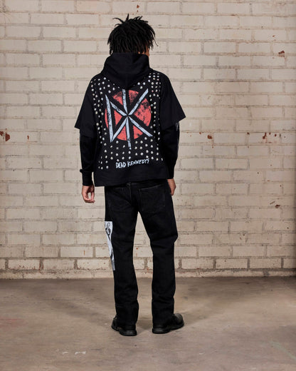 【PLEASURES - プレジャーズ】KENNEDYS LAYERED HOODIE / BLACK (フーディ/ブラック)