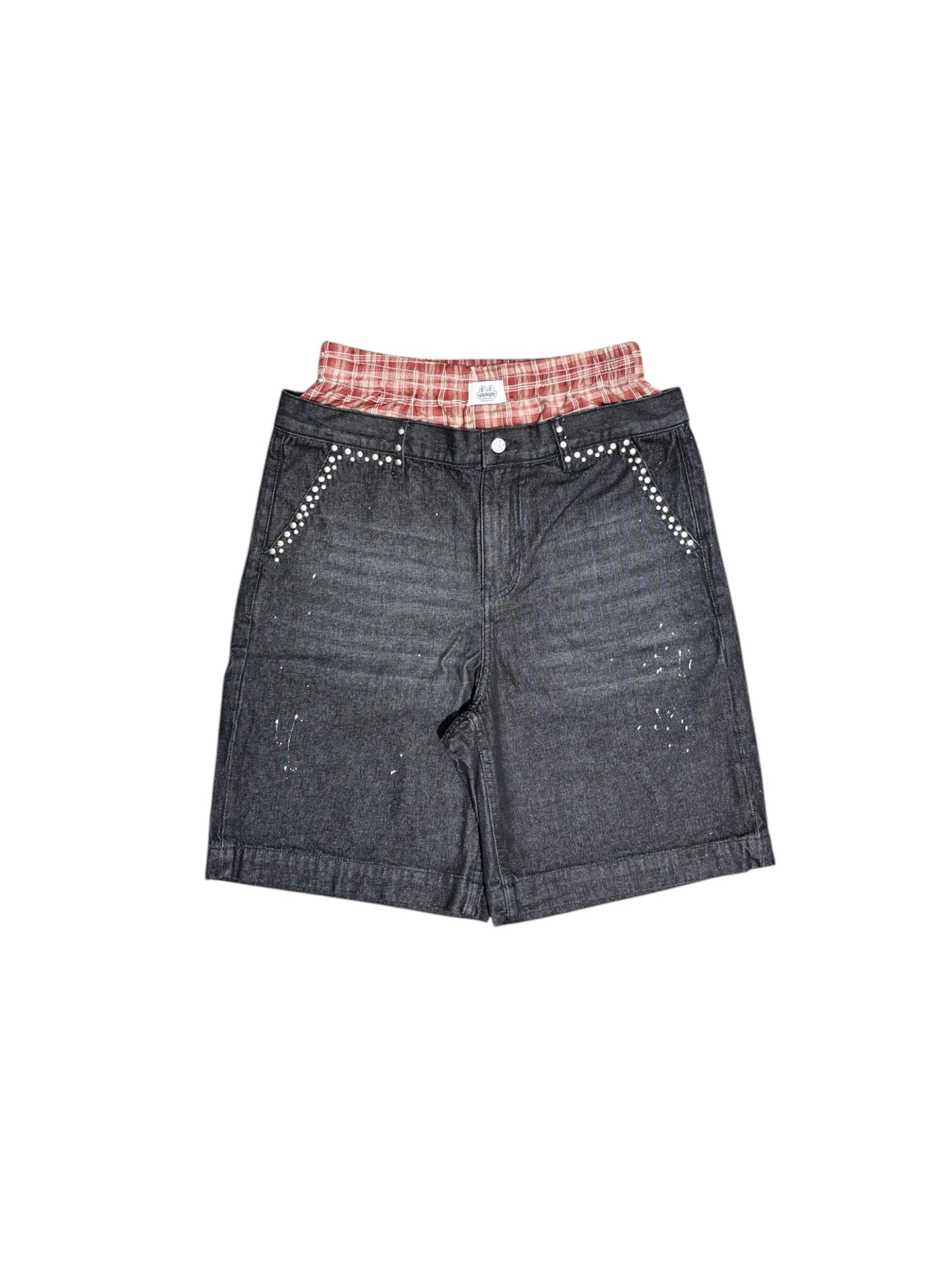【VANDY THE PINK - ヴァンディー・ザ・ピンク】PAINT BOXER DENIM SHORTS / BLACK (ショーツ/ブラック)