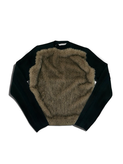 【JOHN LAWRENCE SULLIVAN - ジョンローレンスサリバン】SWEAT PULLOVER WITH FUR（スウェット/ブラック)