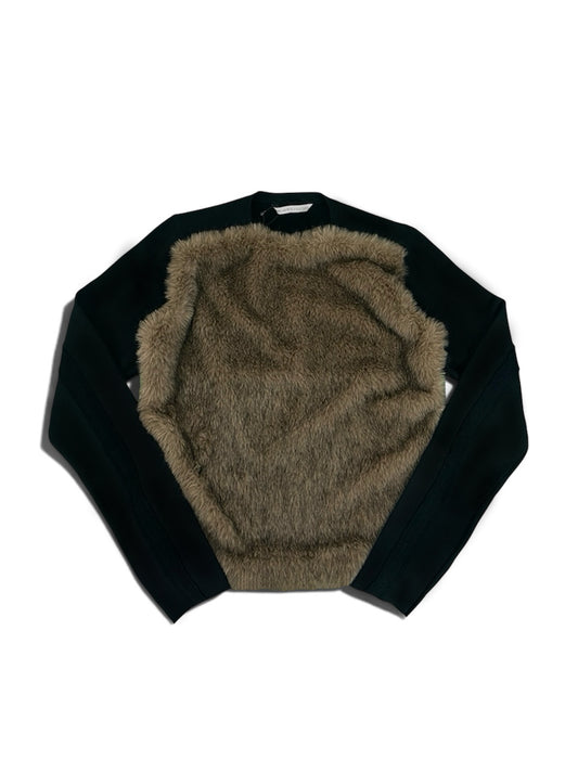 【JOHN LAWRENCE SULLIVAN - ジョンローレンスサリバン】SWEAT PULLOVER WITH FUR（スウェット/ブラック)