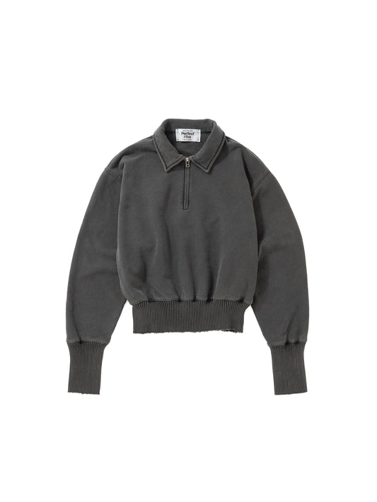 【Perfect ribs® - パーフェクトリブス】Half Zip Sweat Shirt / Fade Black(スウェットシャツ/フェードブラック)