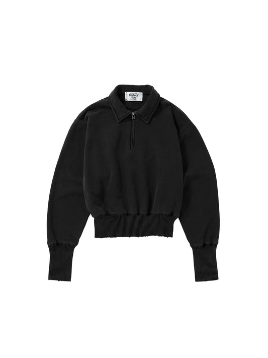 【Perfect ribs® - パーフェクトリブス】Half Zip Sweat Shirt / Black(スウェットシャツ/ブラック)