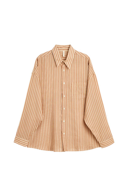 【SUN FLOWER - サンフラワー】Stable Shirt / Brown Stripe  (シャツ/ブラウンストライプ)