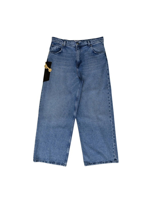 【Charles Jeffrey Loverboy - チャールズ ジェフリー ラバーボーイ】Loose Fit Jean With Crochet Trumpet / BLUE (ボトムス/ブルー)