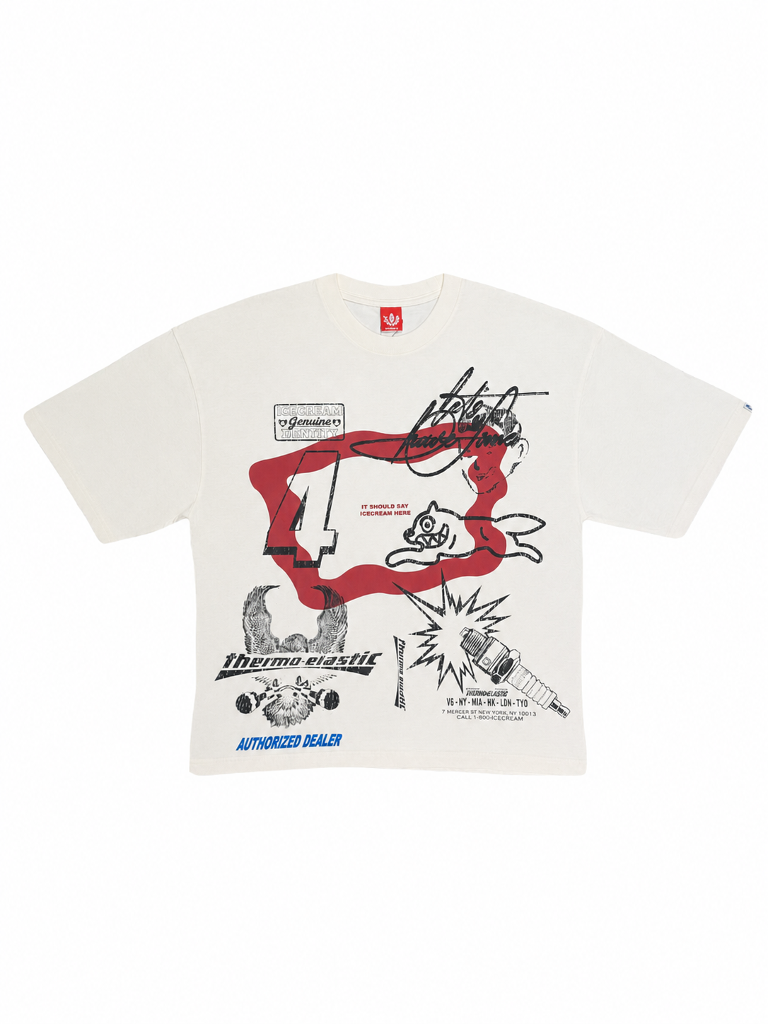 【ICE CREAM - アイスクリーム】MELON BOXY FIT WASHED T-SHIRT / ANTIQUE WHITE (Tシャツ/アンティークホワイト)
