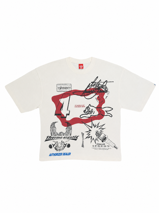 【ICE CREAM - アイスクリーム】MELON BOXY FIT WASHED T-SHIRT / ANTIQUE WHITE (Tシャツ/アンティークホワイト)