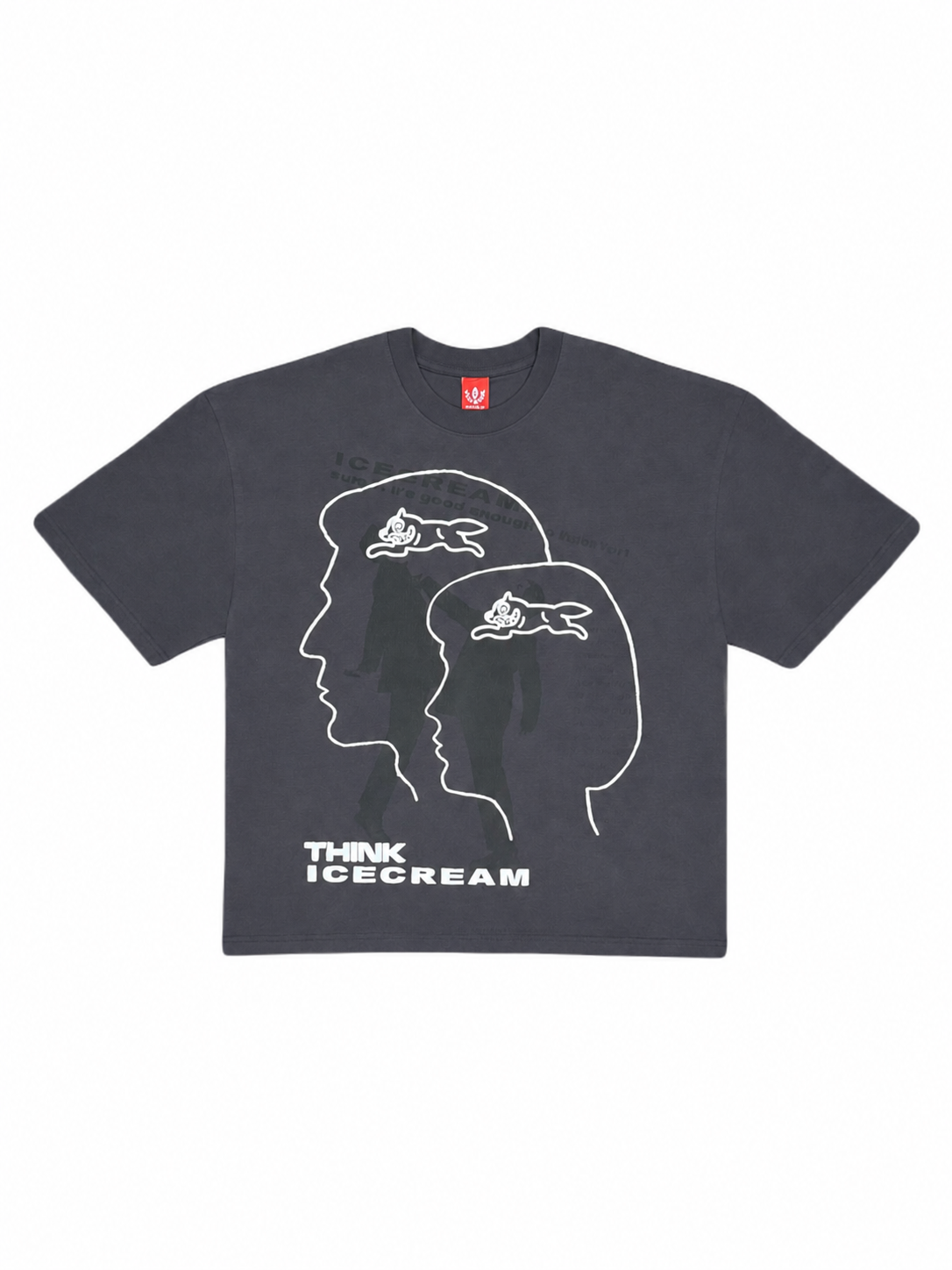 【ICE CREAM - アイスクリーム】APRICOT BOXY FIT WASHED T-SHIRT / CHARCOAL ART (Tシャツ/チャコールアート)