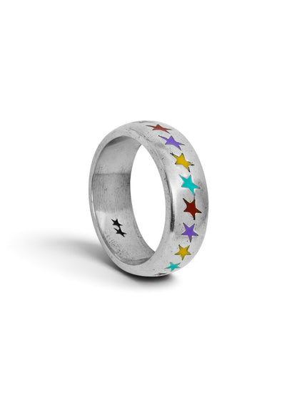 【TWO JEYS  - トゥージェイズ】ENAMELED MULTICOLOR STARLINE RING M / SILVER (アクセサリー/シルバー)