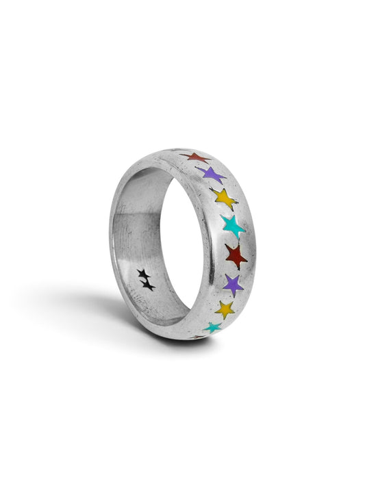 【TWO JEYS  - トゥージェイズ】ENAMELED MULTICOLOR STARLINE RING M / SILVER (アクセサリー/シルバー)