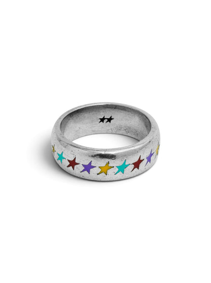 【TWO JEYS  - トゥージェイズ】ENAMELED MULTICOLOR STARLINE RING M / SILVER (アクセサリー/シルバー)