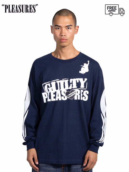 【PLEASURES - プレジャーズ】 GUILTY LONG SLEEVE T-SHIRT / NAVY (ロンT/ネイビー)