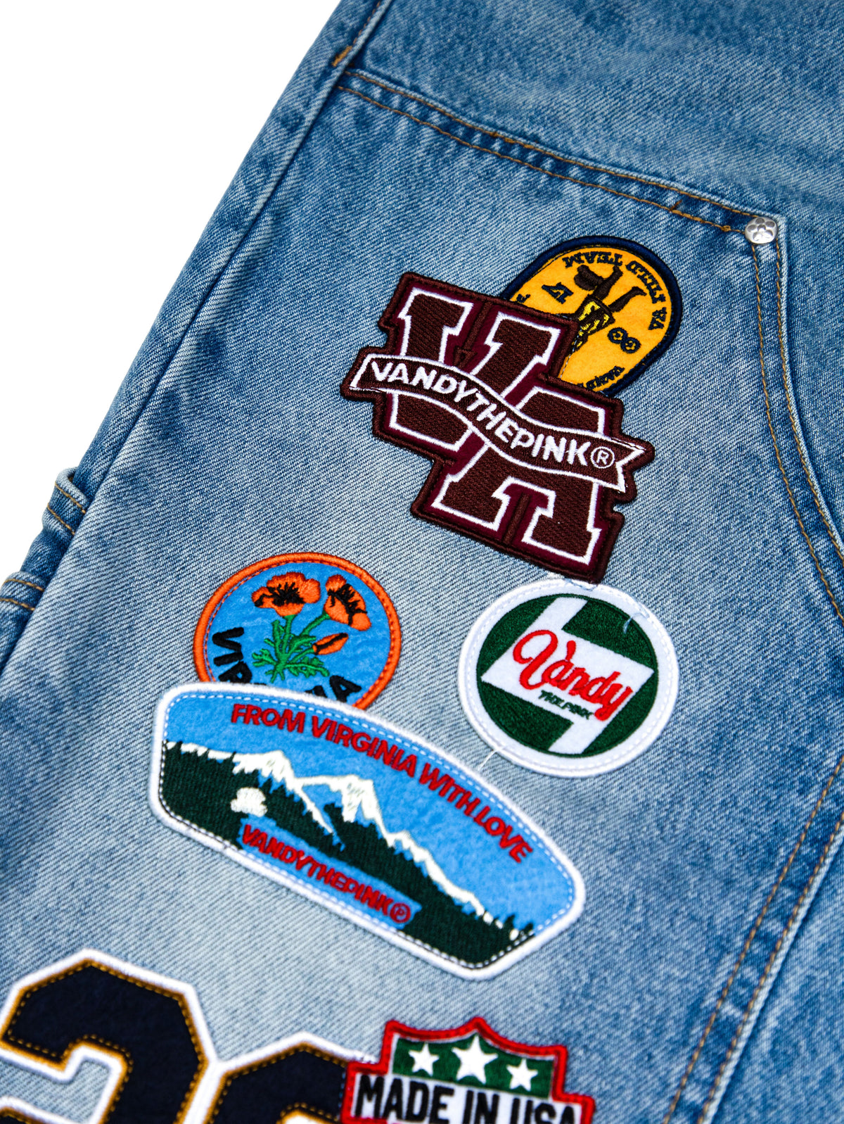 【VANDY THE PINK - ヴァンディー・ザ・ピンク】PATCH WORK PAINTER PANTS / BLUE  (パンツ/ブルー)