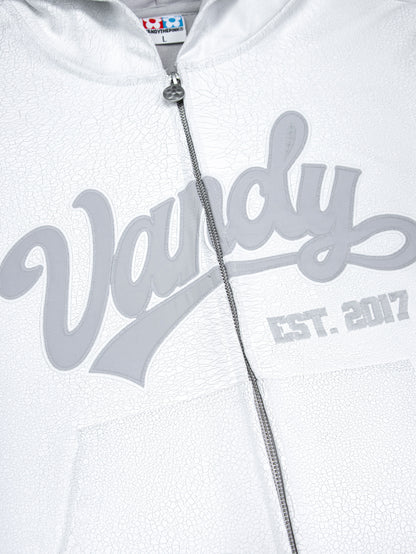 【VANDY THE PINK - ヴァンディー・ザ・ピンク】CRACKLE PIGMENT PAINT HOODIE / WHITE (パーカー/ホワイト)