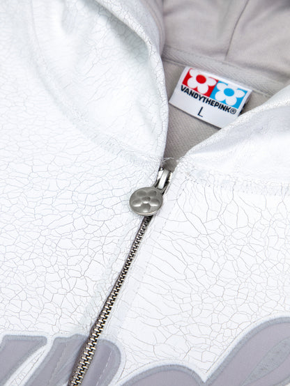 【VANDY THE PINK - ヴァンディー・ザ・ピンク】CRACKLE PIGMENT PAINT HOODIE / WHITE (パーカー/ホワイト)